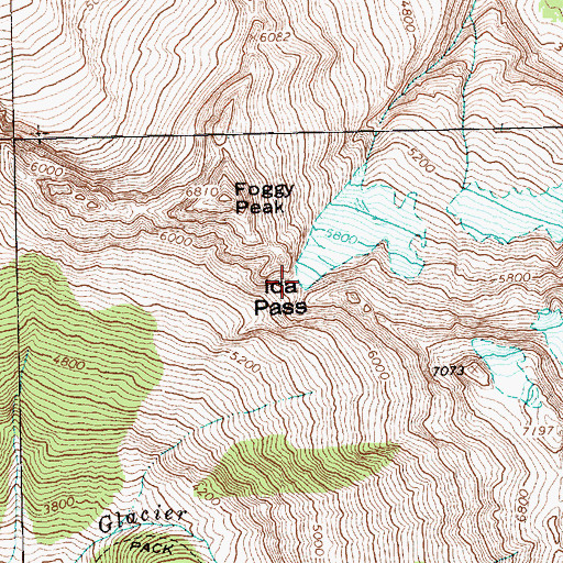 Topographic Map of Ida Pass, WA