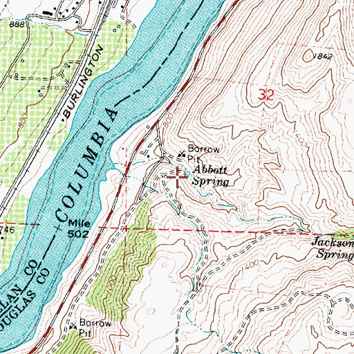 Topographic Map of Abbott Spring, WA