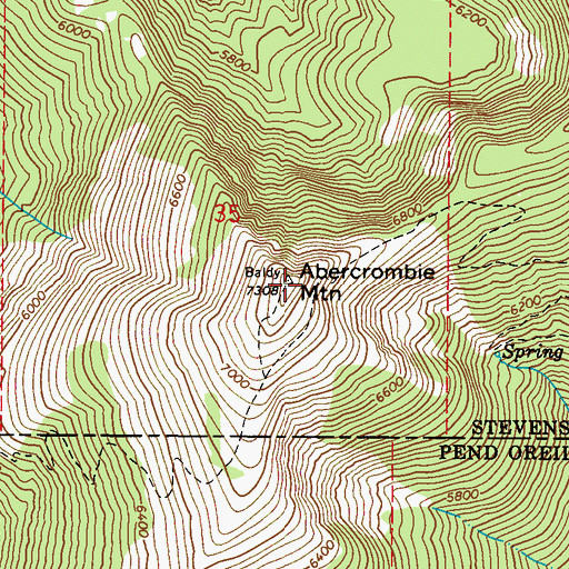Topographic Map of Abercrombie Mountain, WA