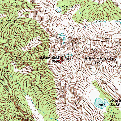 Topographic Map of Abernathy Peak, WA