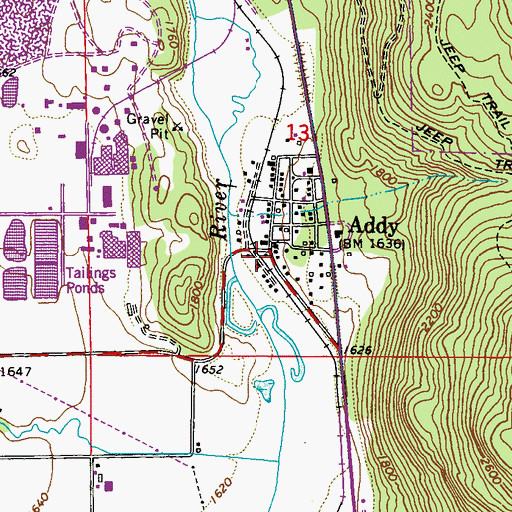 Topographic Map of Addy, WA