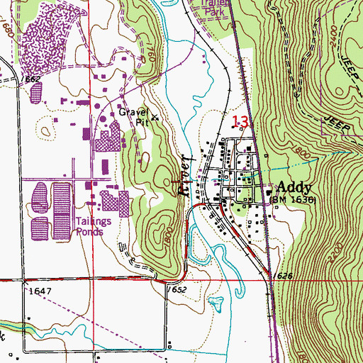 Topographic Map of Addy Creek, WA