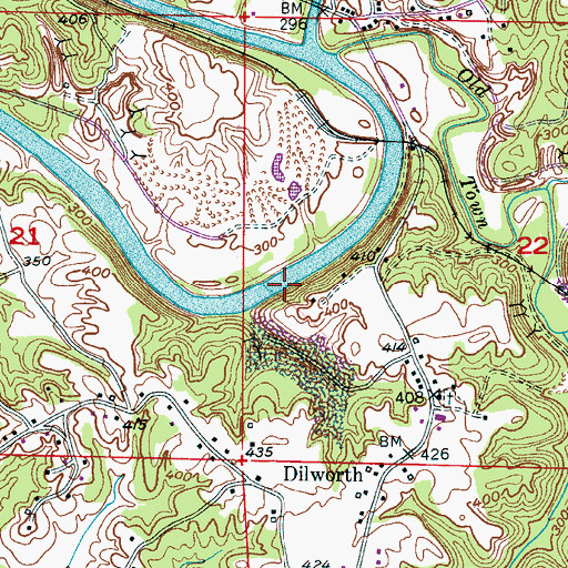 Topographic Map of Phillips Shoals, AL