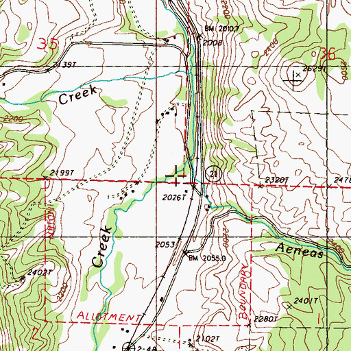 Topographic Map of Aeneas Creek, WA