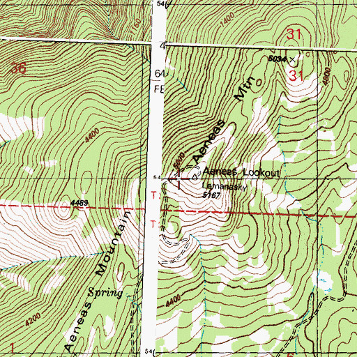 Topographic Map of Aeneas Mountain, WA