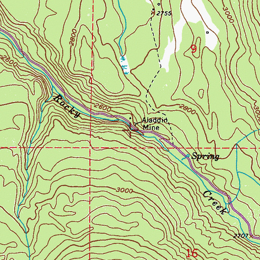 Topographic Map of Aladdin Mine, WA