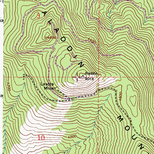 Topographic Map of Aladdin Mountain, WA