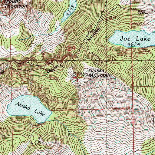 Topographic Map of Alaska Mountain, WA