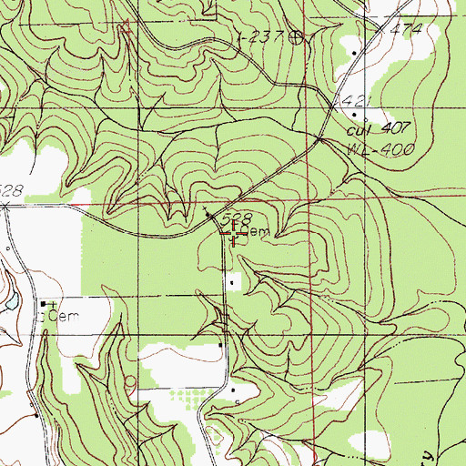 Topographic Map of Antioch Cemetery, AL