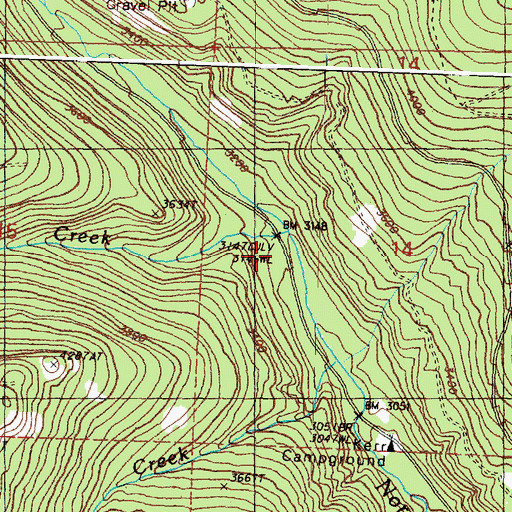 Topographic Map of Alder Campground, WA