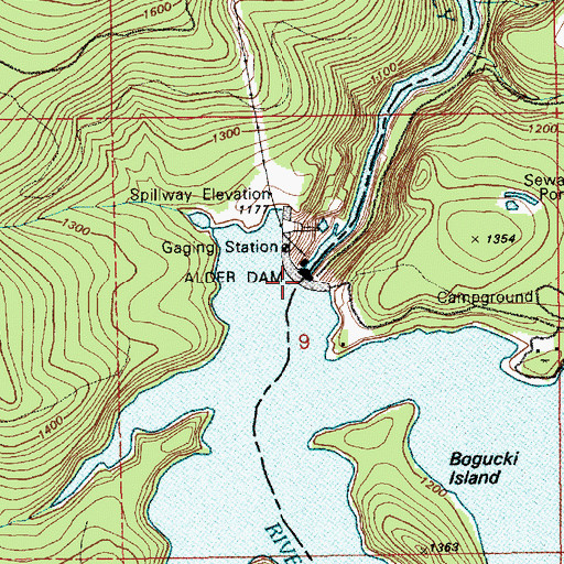 Topographic Map of Alder Dam, WA