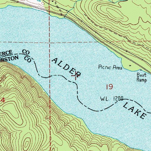 Topographic Map of Alder Lake, WA