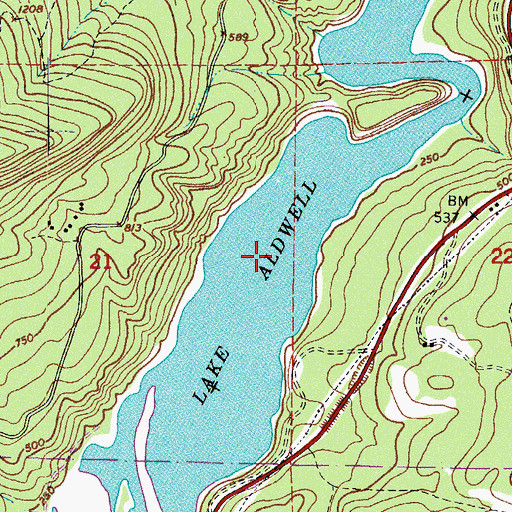 Topographic Map of Lake Aldwell (historical), WA