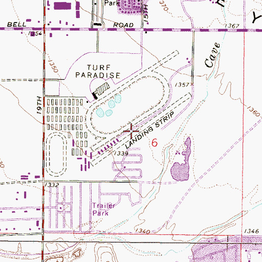 Topographic Map of Turf Airport (historical), AZ