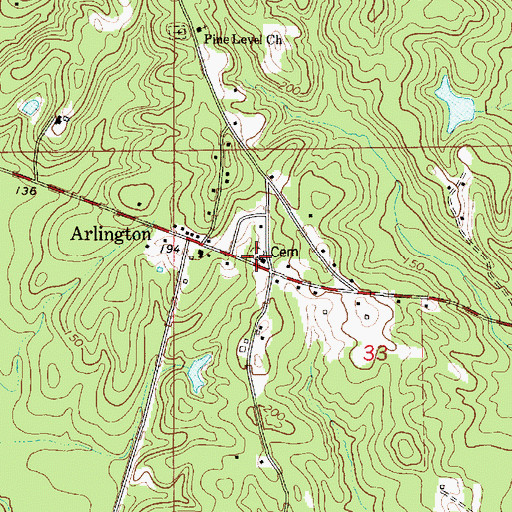 Topographic Map of Arlington Methodist Church, AL