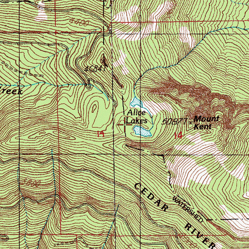 Topographic Map of Alice Lakes, WA
