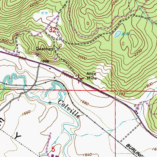 Topographic Map of Alice Mine, WA