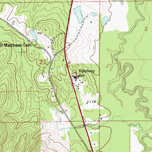 Topographic Map of Epiphany Lutheran Church, AL