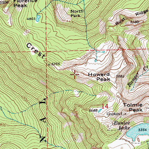 Topographic Map of Alki Crest, WA