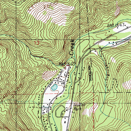 Topographic Map of Allen Creek, WA