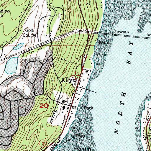 Topographic Map of Allyn, WA