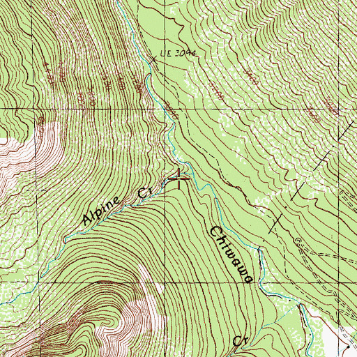 Topographic Map of Alpine Creek, WA