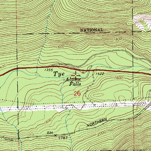 Topographic Map of Alpine Falls, WA