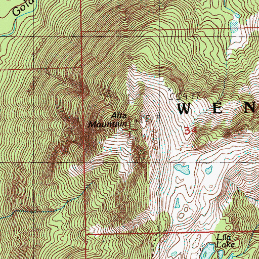 Topographic Map of Alta Mountain, WA