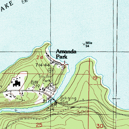 Topographic Map of Amanda Park, WA