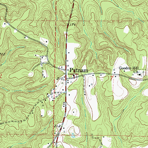 Topographic Map of Putnam Baptist Church, AL