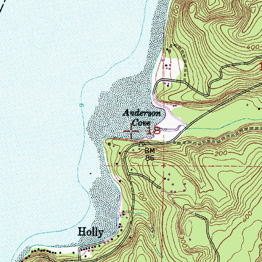 Topographic Map of Anderson Cove, WA