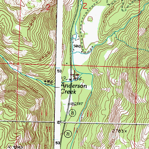 Topographic Map of Anderson Creek, WA