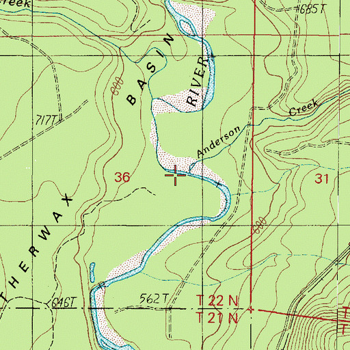 Topographic Map of Anderson Creek, WA