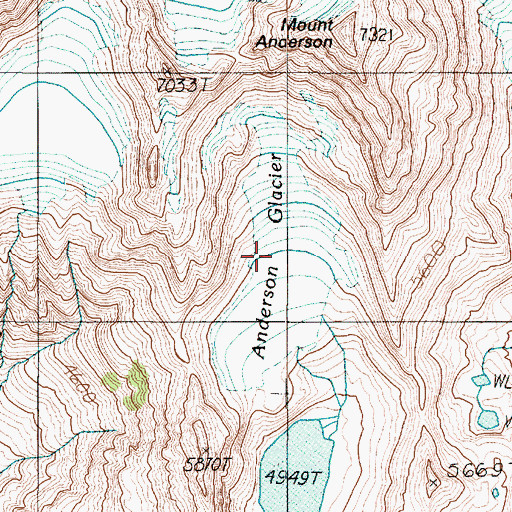 Topographic Map of Anderson Glacier, WA
