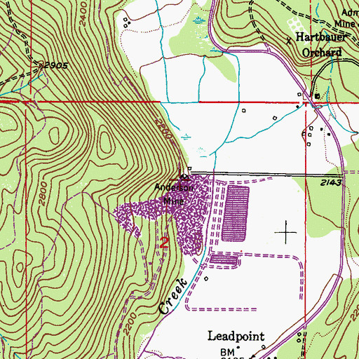 Topographic Map of Anderson Mine, WA