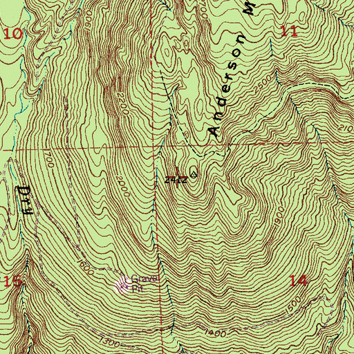 Topographic Map of Anderson Mountain, WA