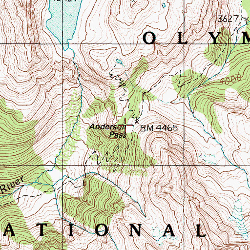 Topographic Map of Anderson Pass, WA