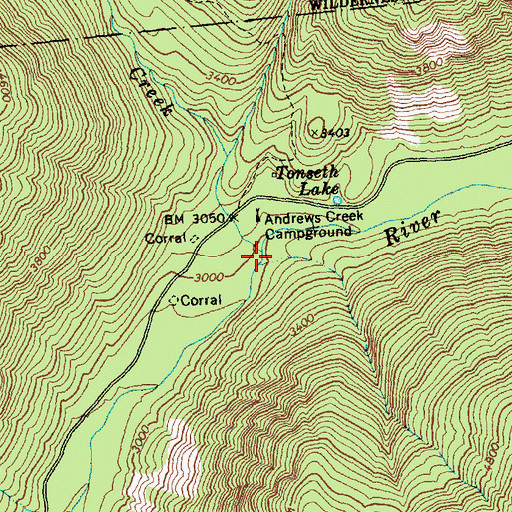 Topographic Map of Andrews Creek, WA