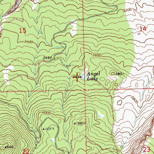 Topographic Map of Angel Lake, WA