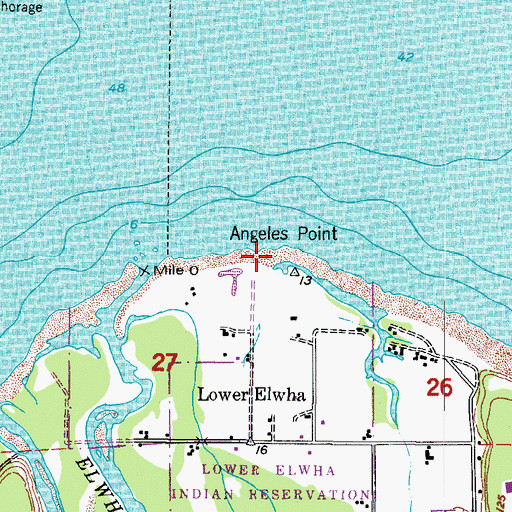 Topographic Map of Angeles Point, WA