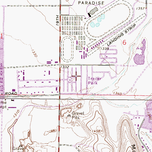 Topographic Map of Turf Paradise Travel Trailer Park, AZ
