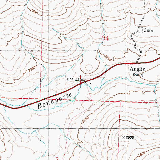 Topographic Map of Anglin, WA