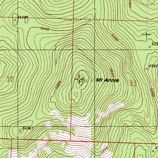 Topographic Map of Mount Annie, WA