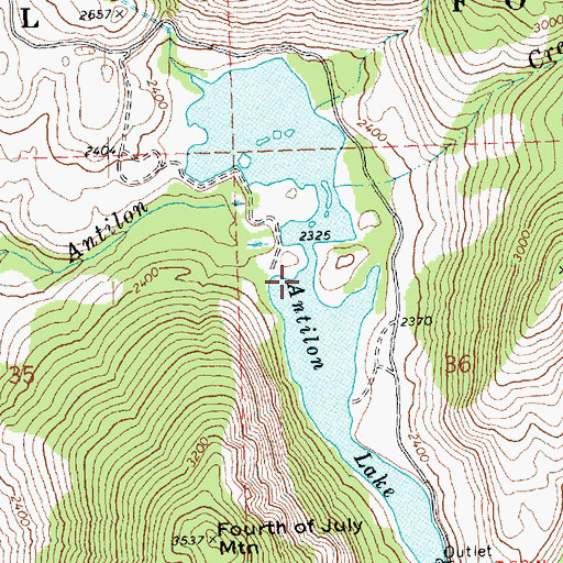 Topographic Map of Antilon Lake, WA