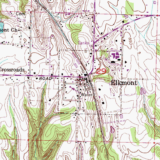 Topographic Map of Elkmont Church of Christ, AL