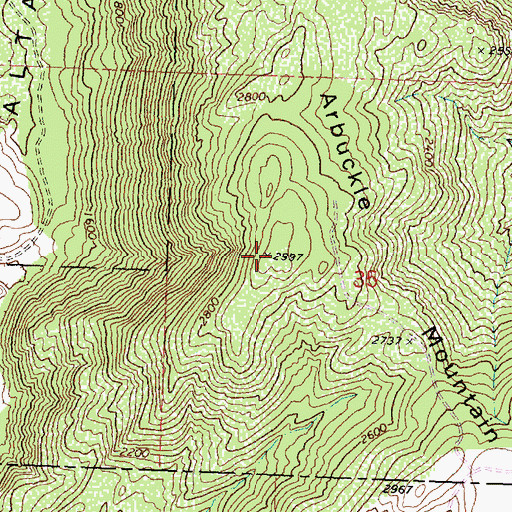 Topographic Map of Arbuckle Mountain, WA