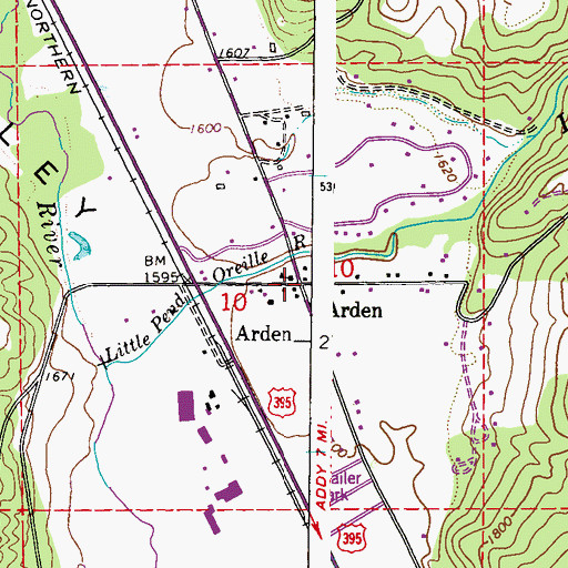 Topographic Map of Arden, WA