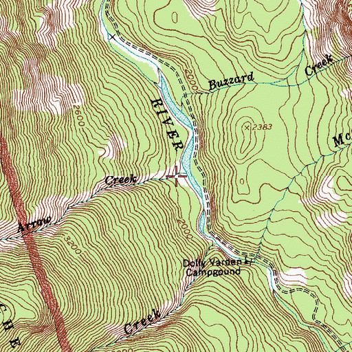 Topographic Map of Arrow Creek, WA