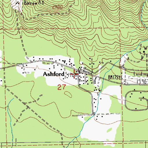 Topographic Map of Ashford, WA