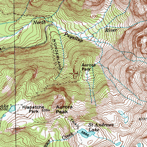 Topographic Map of Aurora Park, WA